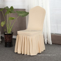 Reador por atacado Polyster Ruffle Stretch Spandex Chair com rodapé para festa de banquete ou casamento